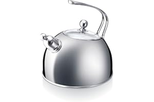 Beka Melbourne Bouilloire 2,5 L - Bouilloire sifflante en inox et couvercle en verre transparent - Bouilloire pour induction et tous autres feux - Bouilloire avec poignée isolante