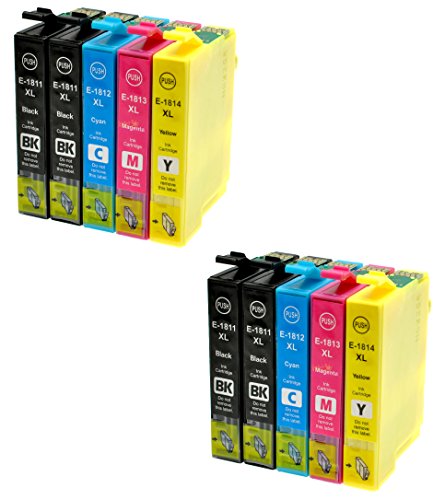 Prestige Cartridge Epson 18XL 10-er Pack Druckerpatronen für XP-102, XP-202, XP-205, XP-212, XP-215, XP-225, XP-30, XP-33, XP-302, XP-305, XP-312, XP-315, XP-322, XP-325, XP-402, XP-405, XP-405WH, XP-412, XP-415, XP-422, XP-425, schwarz / cyan / magenta / gelb