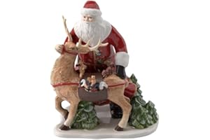 Villeroy & Boch - Christmas Toy's Memory Santa mit Hirsch, dekorative Figur aus Hartporzellan, für Stabkerzen geeignet, bunt, 30 x 24 x 35 cm