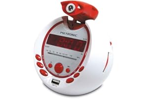Metronic 477021 Radio-Réveil Enfant Pirate MP3 USB Projection 180°- Rouge et Blanc
