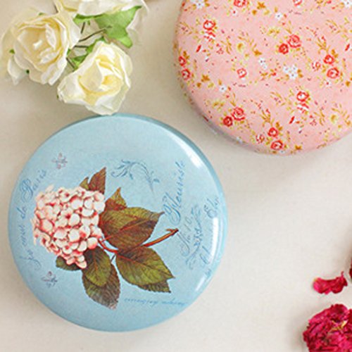 MagiDeal Blumen Design , Rund Leerdose Aufbewahrungsdosen Blechdose Vorratsdose mini Dosen Organizer aus Weißblech – Rosa - 9