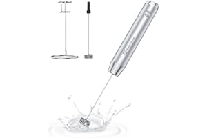 Maestri House Akumulator spieniacz do mleka ze stojakiem, zdejmowany przenośny elektryczny spieniacz ze stali nierdzewnej 2 trzepaczki (srebrny)