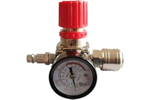 DENT-DE-LION Regolatore di Pressione Del Compressore d'aria 1/4" Regolatore Pneumatico,Valvola di regolazione pressione con connessione 180psi 12bar (3 Fori)