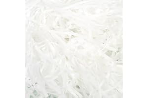 QIKAARA 100g Raffia Füllmaterial Geschenk, Weiß Hamper Shreds, Raffia Geschreddertes Papier, Geschenk Füllmaterial für Geschenkbox Dekorations DIY Party Füllung Filling Material Gift Shred Paper white