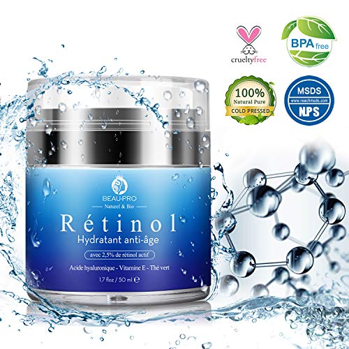 Crème Hydratants Visage, Rétinol, Acide hyaluronique,Anti-âge Creme, Anti Rides & Anti Cerne Yeux avec,100% Hydratant pour Raffermissant,Nourrissante,Éclaircissant Visage