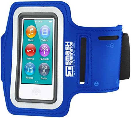 iPod Nano 7 Running Jogging Armband, Smash Terminator Custom Made Reflective Sports Exercise Gym Arm band with Dual Arm-Size Slots and Key Pocket (As Seen in Runners World Magazine - 5 Stars) inc. Lifetime Warranty