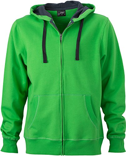 JN595 Mens Hooded Jacke Sweatjacke Kapuze Sweatshirt, Farbe:Green-Carbon;Herrengren:S