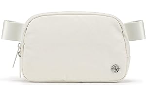 Pander Double Zipper Fanny Pack Nylon Everywhere Belt Bag, Fashion Waist Packs for Women with Adjustable Strap, 1L. (White Opal)