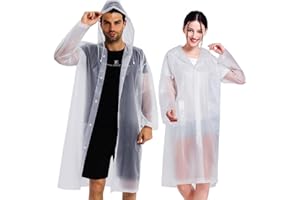 COOY Rain Coats (2 Pack) - Reusable EVA Rain Ponchos for Adults Rain Jackets Raincoats for Men Women