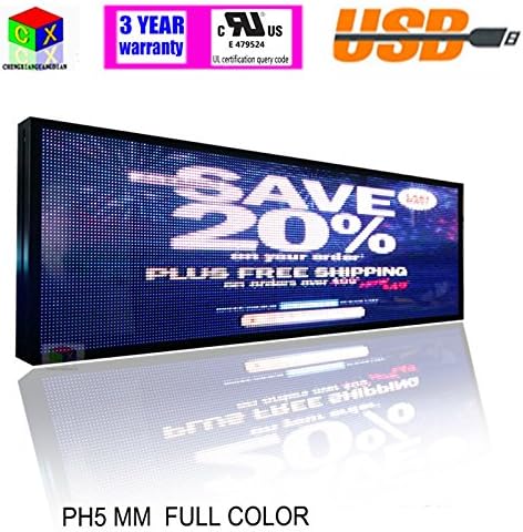 39X14INCH RGB Full Color LED Display Scrolling Text LED Advertising Screen/Programmable Image Video Indoor LED Sign Billboard