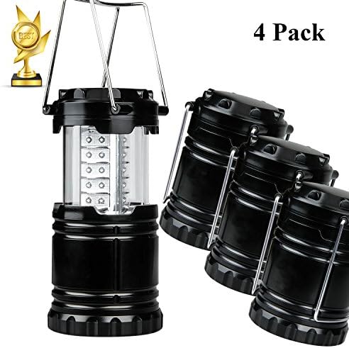 Qiwode LED Camping Lantern, 2-Pack Portable Outdoor LED Camping Lights Equipment Survival Kit for Emergency, Hurricane, Storm, Outage, Tent Light, Backpacking (Pack of 4)