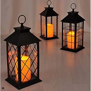 LED Laterne, für den Innen- und Außengebrauch, 14 x 14 x 33 cm: Kerze