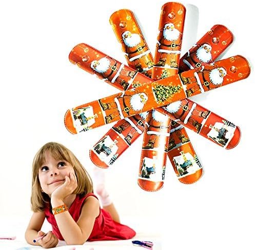 Slap Bracelets 20 Packs Party Bracelets Toys Bands Santa Christmas Prints Birthday Christmas Party Favors Classroom Rewards for Boys Kids Girls