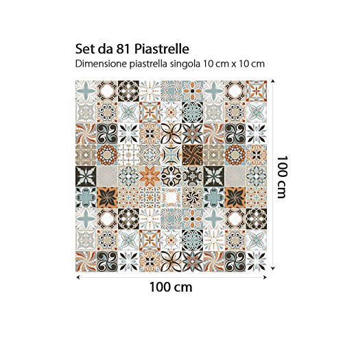 81 Fliesenkleber Format 10×10 cm – PS00009 Aufkleber PVC für Fliesen für Bad und Küche Stickers design – Vintage-Dekorationen - 3