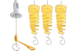 JSLEID Patata Taglierina Spirale, 4 Pezzi Patata Affettatrice Tornado, Torre Patate Cutter, Acciaio Inossidabile, Manuale, per Frutta, Verdura, Carne alla Griglia, Campeggio, Ristoranti, Feste