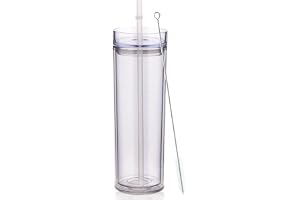 Volhoply 550 ml tunn tumlare i plast, dubbla väggar med lock och sugrör, 20 oz återanvändbar iskaffemugg, BPA-fri matt akrylv