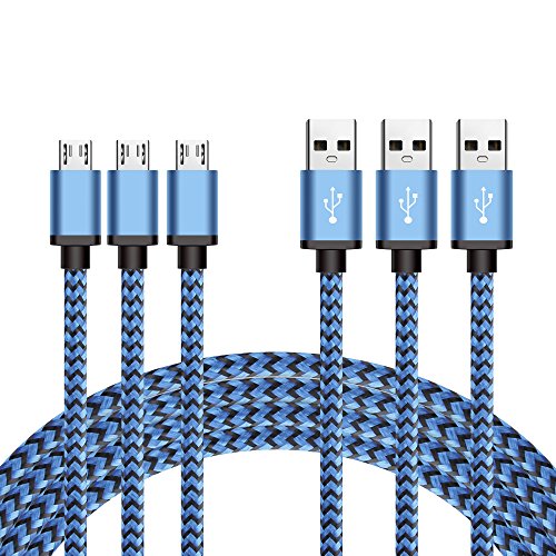Micro USB Kabel Nylon, BeneStellar (3 Pack 1,8m) High Speed USB 2.0 A Male auf Micro B Synchronisations und Ladekabel für Android, Samsung, Huawei, HTC, Sony, Nexus, Xiaomi und mehr (Blau 1,8m)