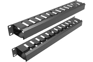 Jingchengmei 2 Pack of All Metal 1U Cable Management Horizontal Rack Mount Cable Manager with 12 Big Finger Slots for 19-inch Server Rack or Cabinet