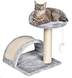 Petlicious & More Small Cat Tree Sisal Scratching Post Furniture Playhouse Pet Bed Kitten Toy Cat Tower Condo for Kittens (Color May Vary)