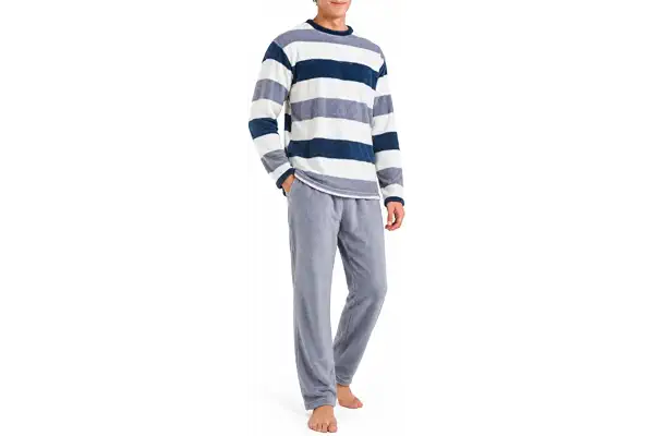 TRAMAS+ Pijama Hombre de Invierno, Pijama de Coralina con Manga Larga Polar y Pantalón Largo, Conjunto de Pijama Cómodo y calentito