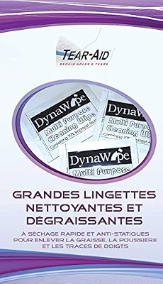 Tear-Aid Grandes lingettes nettoyantes et dégraissantes imbibées d'alcool isopropylique à 70%