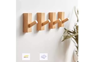 HomeDo Wall Hooks Perchero de madera, para Montaje en Pared, para Entrada, Estante para Sombreros, Ganchos Decorativos, Gancho para Sombrero, toallero, Gancho para Cargas Pesadas