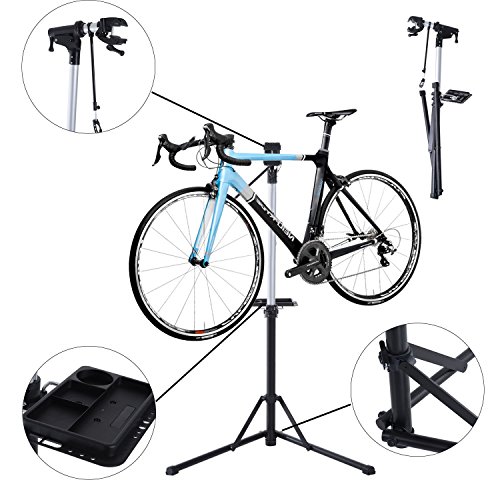 Homcom® Fahrradmontageständer Fahrrad Reparaturständer Montageständer Zentrierständer mit Werkzeugablage - 2
