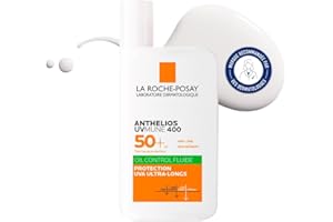 La Roche-Posay - Anthelios UVMune 400 - Crème Solaire Fluide SPF 50 Oil Control - Haute Protection Solaire Contre les UVA/UVB - Effet Matifiant - Soin Visage Pour Peaux Mixtes à Grasses