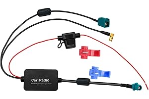 ‎VECYS Vecys FM/AM DAB DAB+ Antena samochodowa wzmacniacz sygnału Fakra Z męski do Fakra Z żeński do SMB żeński adapter prawego kąta 12V Samochodowy wzmacniacz sygnału radiowego