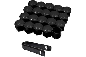 Wheel Bolt Nut Covers, 17mm Universal Fit, Chrome Plastic, 20 Pieces with Removal Tool, Waterproof and Dustproof for Cars and SUVs