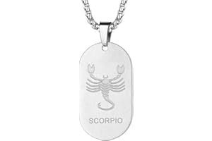 FaithHeart Collier Signe Astrologique Homme Femme Acier Inoxydable,Pendentif Plaque Militaire Zodiaque avec Chaîne Réglable