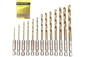 NestNook Titanium Twist zestaw wierteł sześciokątnych do drewna, tworzywa sztucznego, 1,5 mm-6,5 mm, 13 sztuk