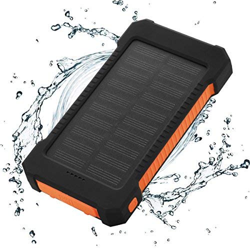 FLOUREON 10,000mAh Solar charger Power Bank Portable Phone Charger External Battery Charger with Dual 2.1A USB