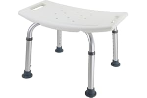 Jopassy Tabouret de douche pour personnes âgées, hauteur réglable de 35 à 55 cm, siège de bain pour personnes âgées, tabouret de douche robuste, siège de bain en aluminium, charge max. 136 kg, pour