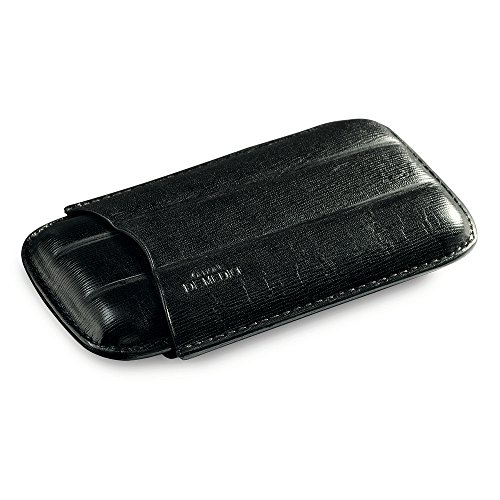 Officine de Medici DE00114 Estuche para 3 Cigarrillos, de Cuero Italiano, Color Negro, 18 cm
