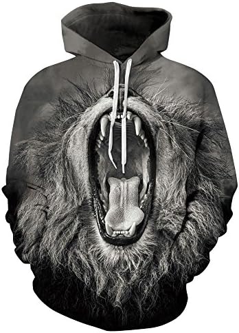 DIMAO Men's Roaring Lion Digital Printing Casual Sweater Trendy Loose Large Baseball Uniform
