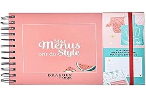 DRAEGER PARIS 1886 Draeger - Kit Menu Planner - J'organise mes Courses et mes Menus - Bloc Notes + Enveloppe de Rangement + Fiches détachables - Couverture Rigide, Fermeture Élastique