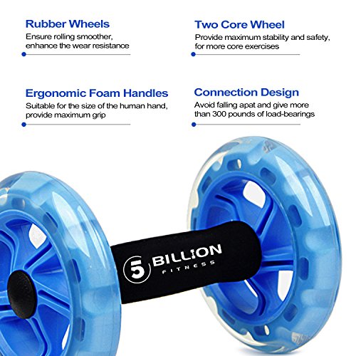 PROCIRCLE Bauchtrainer Roller & Ab Roller – Doppelt Core Ab Wheel – Workout für Abs, Rücken, Arme, Schultern, Torso, Hüften – Enthält kniend Matte - 5