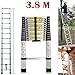Produktbild TQ Teleskopleiter 3.8M Alu Leiter Ausziehbar Haushaltsleiter Teleskopleiter Aluminium Klappleiter Ausziehleiter Mehrzweckleiter -Maximale Belastbarkeit 150 kg