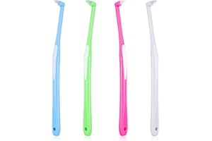 Qianyu 4 Stück Manuelle Zahnbürste mit Einzelkopf und Büschelspitze Interdentalbürste Zahnzwischenraum Kieferorthopädische Zahnspangen Zahnbürstenwerkzeug für Kronen Backenzähne Implantate Det