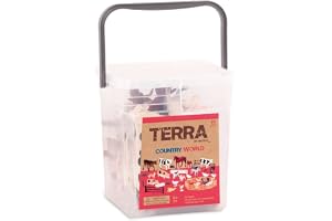 TERRA by Battat Farm Animal Figurines, Country World 60pc Bucket, Animals | 24 animals, 34 accessories, and 1 bucket with lid for farm pretend play, storage, and travel. Country World, 3+ Years