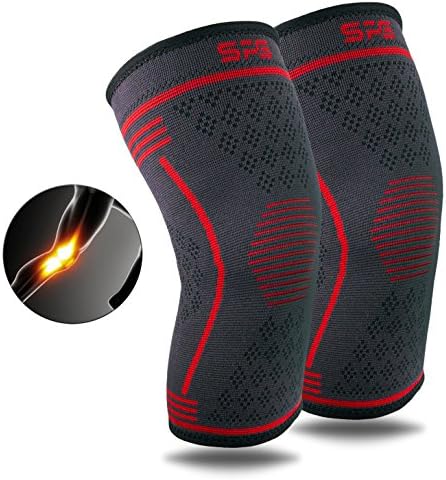 Non­-Slip Szuch Pro Breathable Compression Knee Sleeve Support (Pair) for Running Joint Pain &amp; Arthritis Relief, Meniscus Tear Tendonitis Injury Recovery Knee Brace Ideal for CrossFit Walking (Red, X­Large/47-­54 cm)