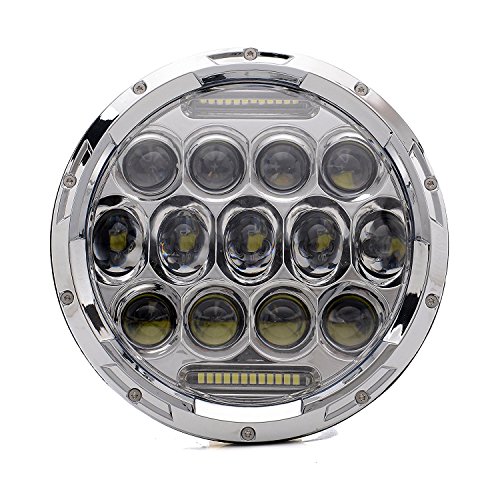 Esyauto 7inch Round LED Headlight 75W with DRL High Low Beam headlamp for Harley Davidson Motorcycle Jeep Wrangler JK TJ LJ AM