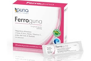 GUNA Ferroguna 28 Bustine Orosolubili - Integratore Alimentare a Base di Ferro, Rame, Vitamina C, con Polpa Disidratata del Frutto del Baobab