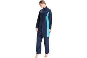 AllMonyba Frauen Muslim Badeanzug 3 Stück Set Islamische Sport Bademode Beachwear Full Cover Burkini mit Badekappe