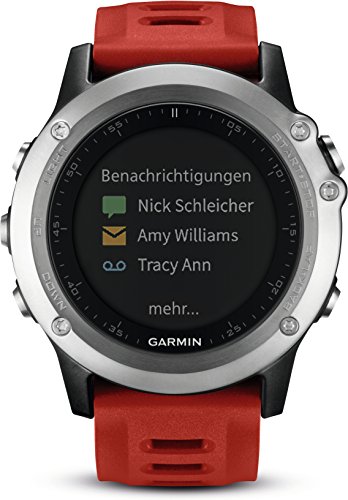 Garmin Fénix 3 - Reloj estándar Multideporte con GPS diseñado para Resistir, Color Rojo