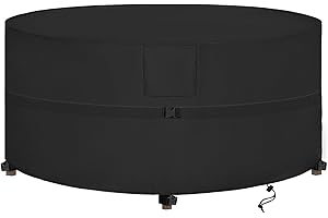 SIRUITON Pokrowiec na meble ogrodowe, wodoszczelny, pokrowiec ochronny na meble tarasowe, na zewnątrz, na stół ogrodowy (okrągły, 230 x 100 cm), kolor czarny