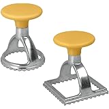 Metaltex Set of 2 Stainless Steel Ravioli Stamps & Cutters-Square and Circle, Alloy, Silver