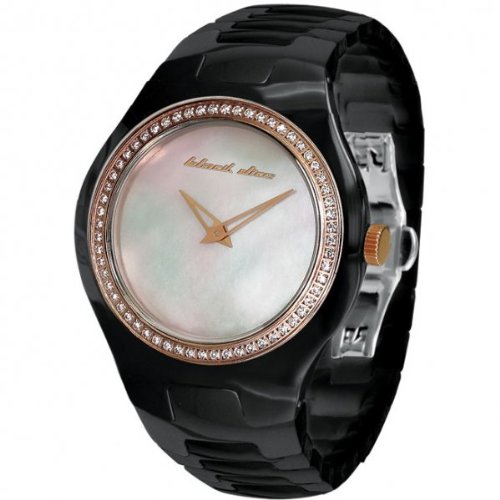 Black Dice 'Showgirl' Ladies Swarovski Crystal Set Ceramic Watch