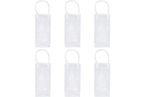 FEELAVA Paquete de 6 enfriadores de vino para botellas de vino tinto de champán, botellas de vino a prueba de fugas, refrigerador de vino portátil de PVC transparente con asa de transporte